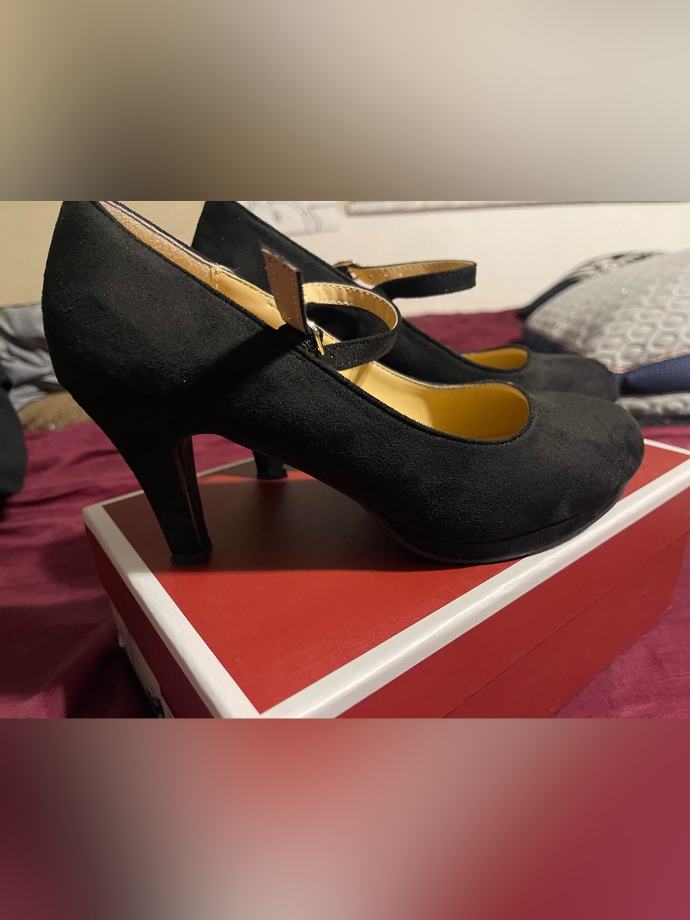 Classic Black Mary Jane Heels with Strap